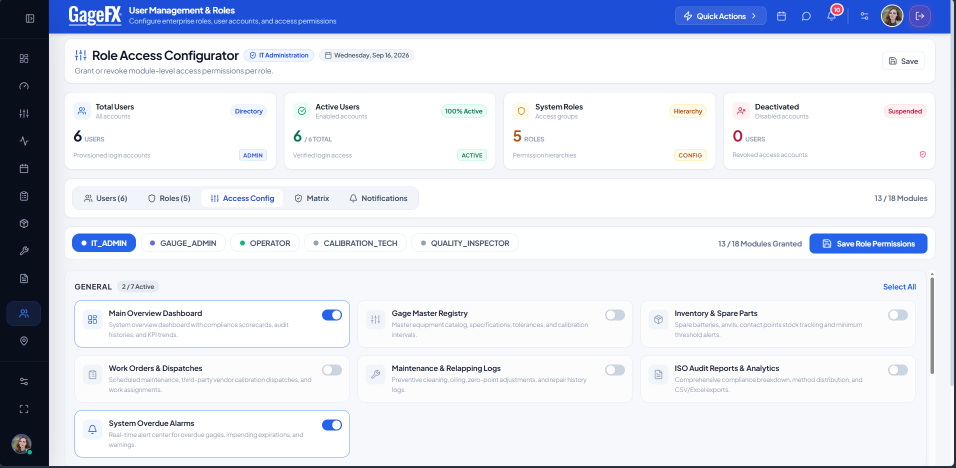 Role Access Configurator & Permission Matrix
